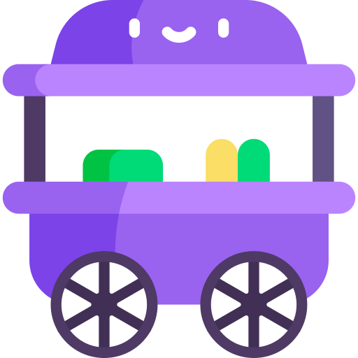 carro de comida Kawaii Flat icono