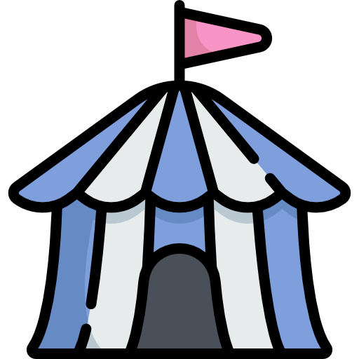 Цирковой шатер Kawaii Lineal color иконка