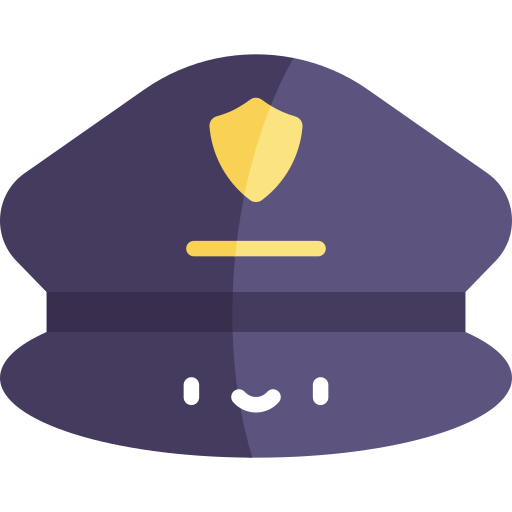 cappello della polizia Kawaii Flat icona