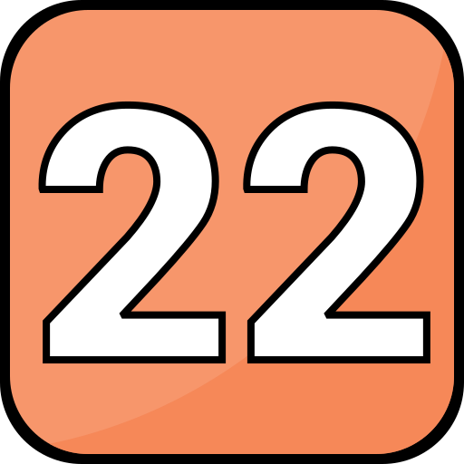 Number 22 Generic Outline Color icon