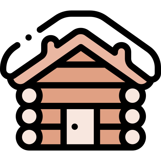 Деревянный дом Detailed Rounded Lineal color иконка