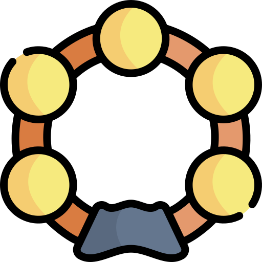 tamburyn Kawaii Lineal color ikona