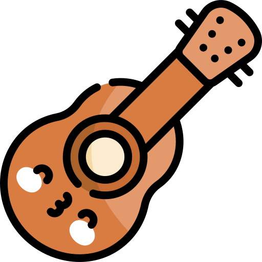 ukulele Kawaii Lineal color icona