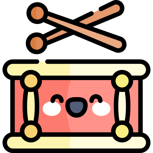 tamburo Kawaii Lineal color icona