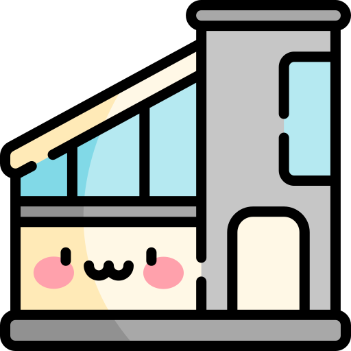 casa moderna Kawaii Lineal color icono