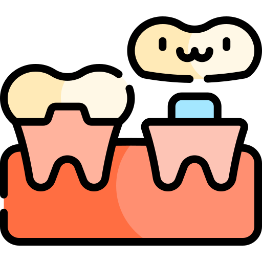 Зубная коронка Kawaii Lineal color иконка
