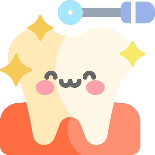 limpieza dental Kawaii Flat icono