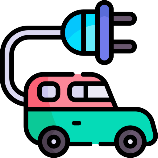 coche eléctrico Kawaii Lineal color icono