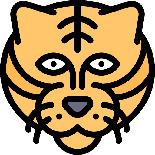 tigre Detailed Rounded Lineal color icono