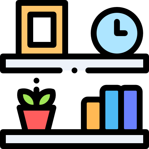 Bookshelf Detailed Rounded Lineal color icon