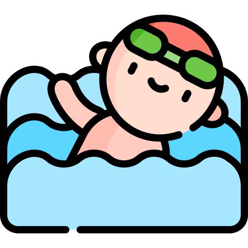 nadando Kawaii Lineal color icono