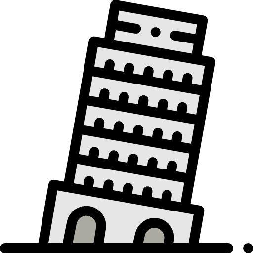 Пизанская башня Detailed Rounded Lineal color иконка