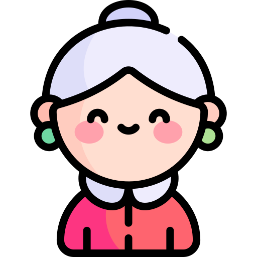 grootmoeder Kawaii Lineal color icoon