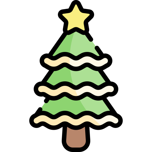 Christmas Tree Kawaii Lineal color icon