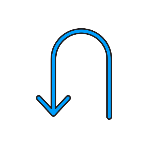 U Turn Generic Thin Outline Color icon