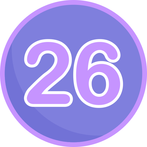 dwadzieścia sześć Generic Flat ikona