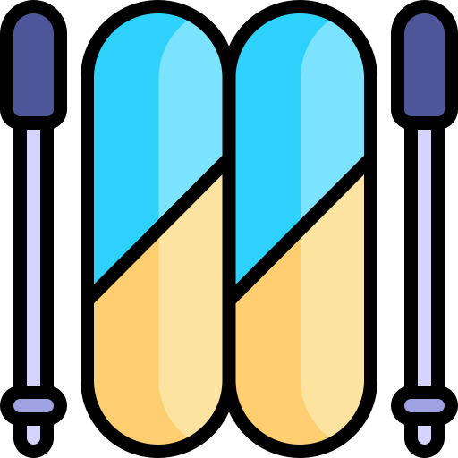 スキー用品 Kawaii Lineal color icon