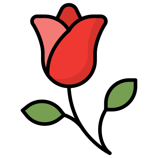 붉은 장미 Generic Outline Color icon