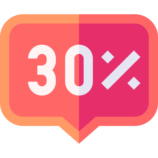 30 procent Basic Straight Flat icoon