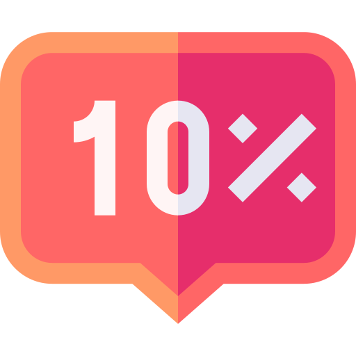 10 percent Basic Straight Flat icon