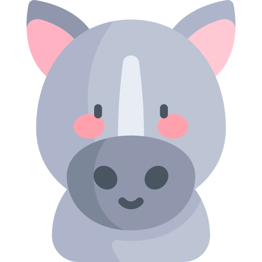 rinoceronte Kawaii Flat icono
