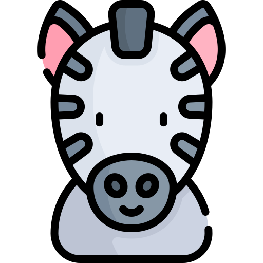 zebra Kawaii Lineal color ikona