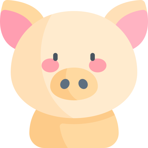cerdo Kawaii Flat icono