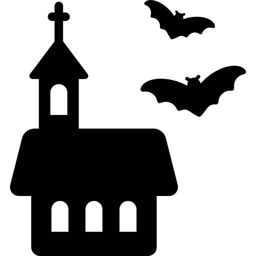 kirche mit fledermäusen  icon