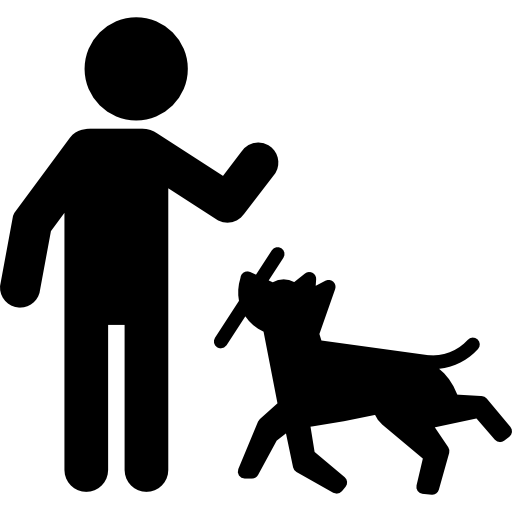 hombre perro y palo  icono