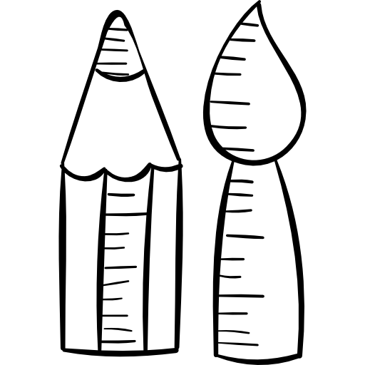 crayon et pinceau Hand Drawn Black Icône