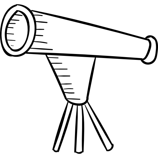 telecopio Hand Drawn Black icono