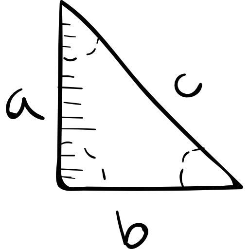 triángulo rectángulo Hand Drawn Black icono