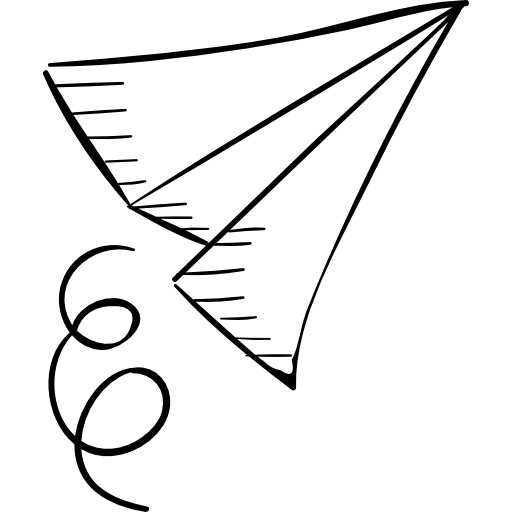 avião de papel Hand Drawn Black Ícone