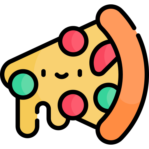 pizza Kawaii Lineal color icona