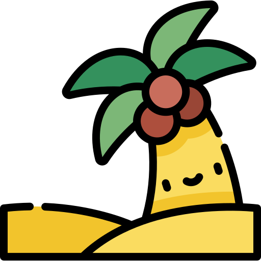 palmera Kawaii Lineal color icono