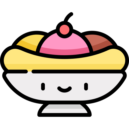 Banana split Kawaii Lineal color icon