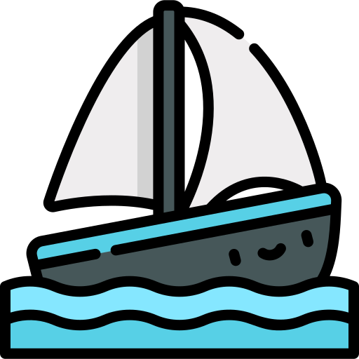 velero Kawaii Lineal color icono