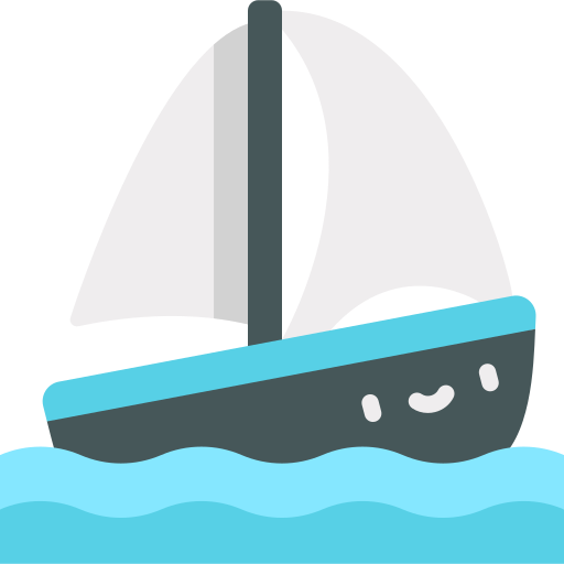 Парусная лодка Kawaii Flat иконка