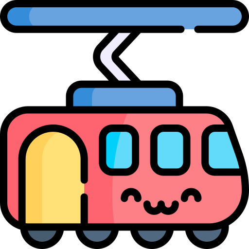 tram Kawaii Lineal color icona