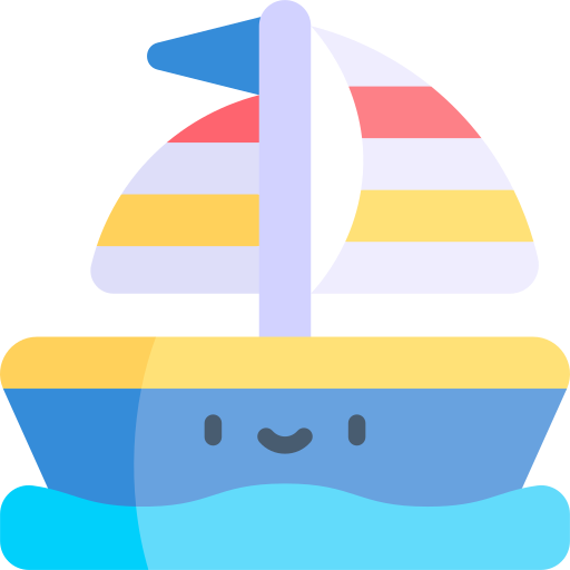 zeilboot Kawaii Flat icoon