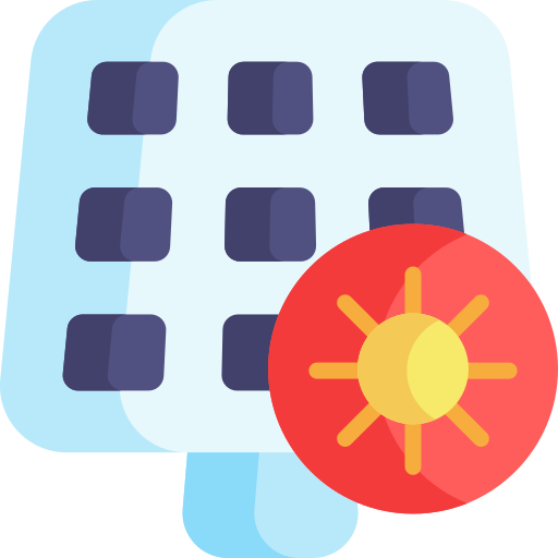 energía solar Kawaii Flat icono