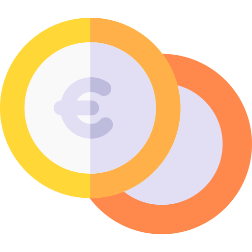 moneta euro Basic Rounded Flat ikona