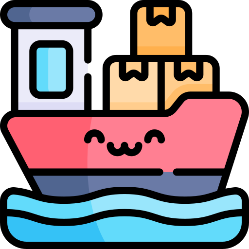 barco de carga Kawaii Lineal color icono