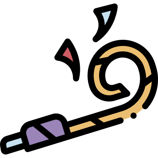 Party horn Detailed Rounded Lineal color icon