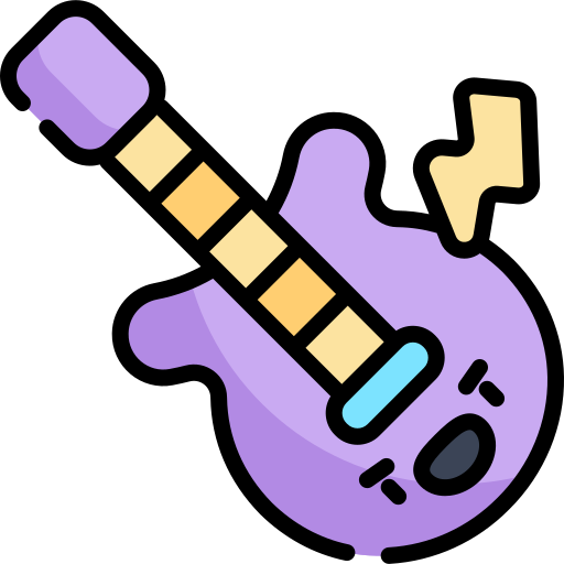 chitarra Kawaii Lineal color icona