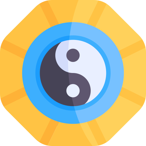 ying yang Kawaii Flat icono