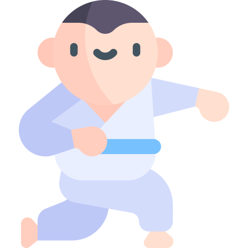 judo Kawaii Flat Icône