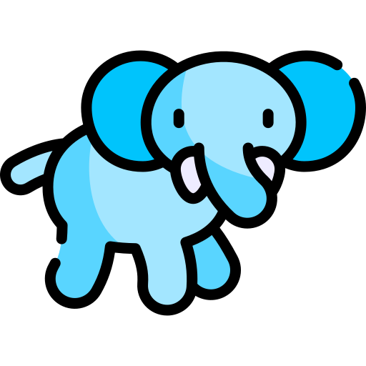 l'éléphant Kawaii Lineal color Icône