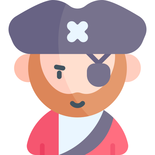 pirat Kawaii Flat ikona