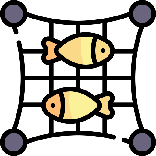 rete da pesca Kawaii Lineal color icona